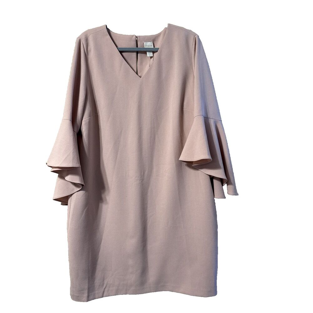 Chico's 3 XL 16 Rose Pink Flutter Sleeve Dress Short Lined NWT